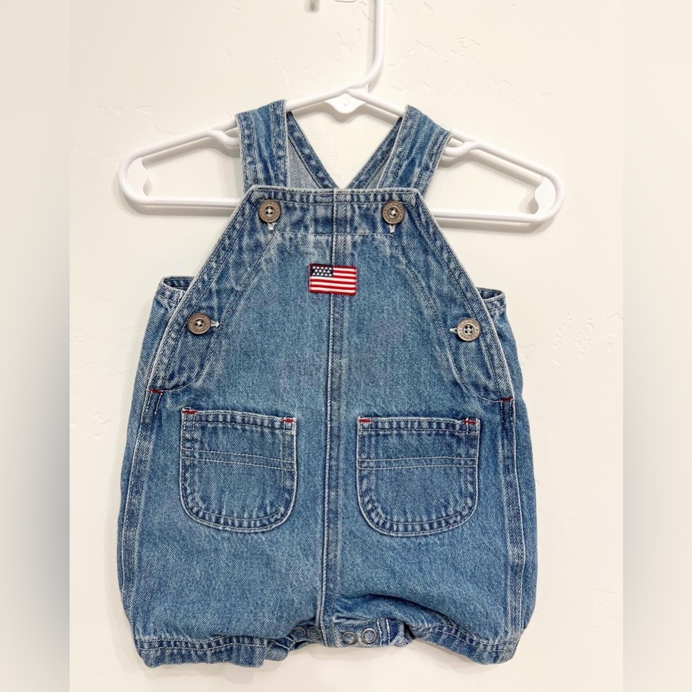 Vintage 90s denim baby overalls American flag
